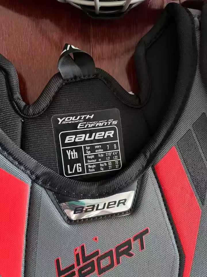 闲置物品,出一套Bauer 儿童冰球护具套装(头盔+护具+手套)Youth L/G(7–9岁) - 图片 2